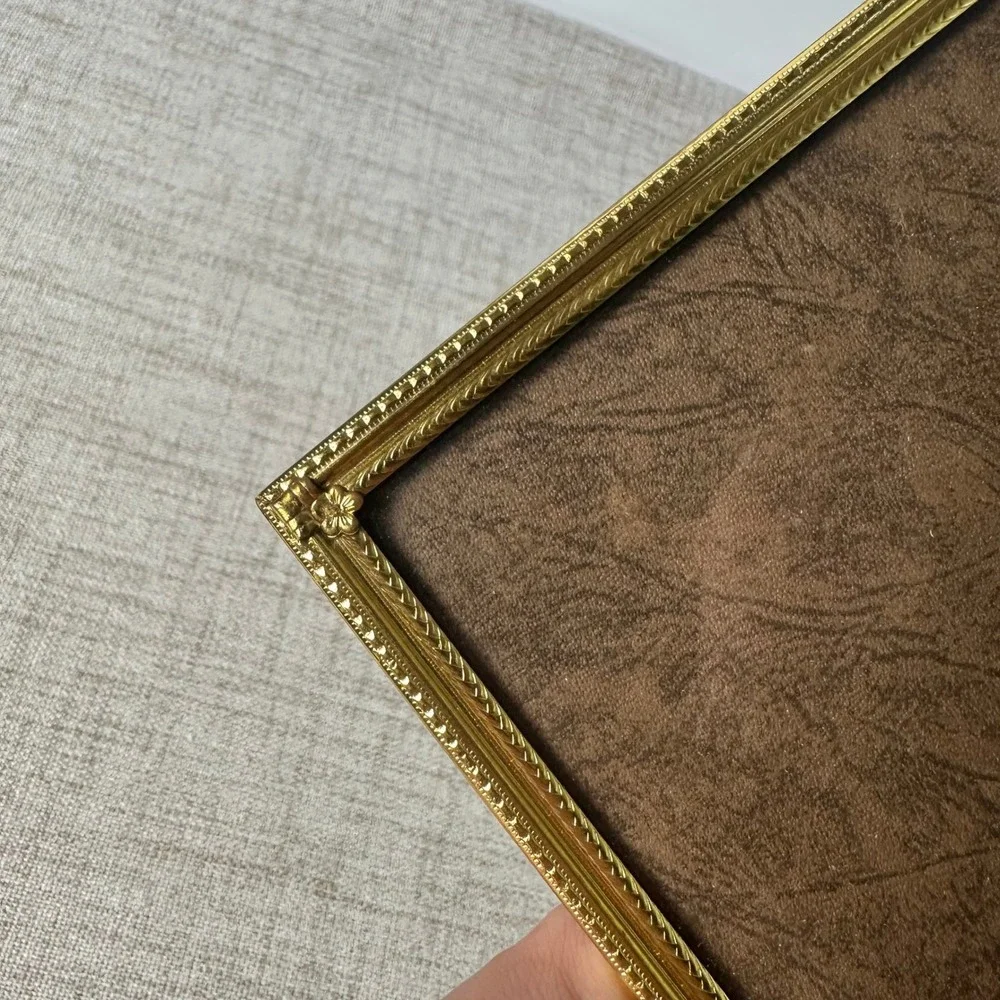 Vintage Brass Double Picture Frame 5x7 | Ornate Hinged Folding Frame